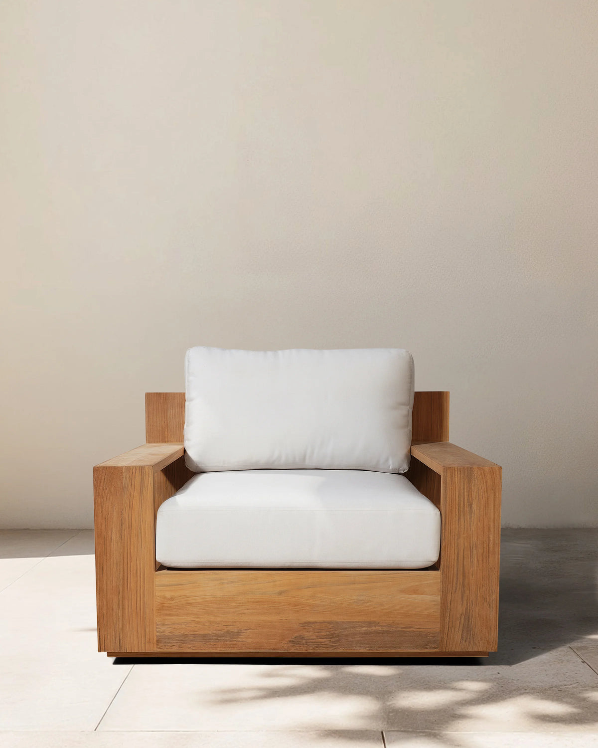 Solid Teak Outdoor Swivel Lounge Chair - One Size / Natural Teak/Canvas