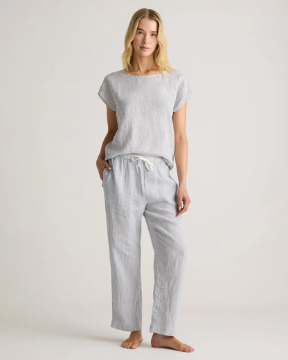 100% European Linen Pajama Set - XS / French Blue