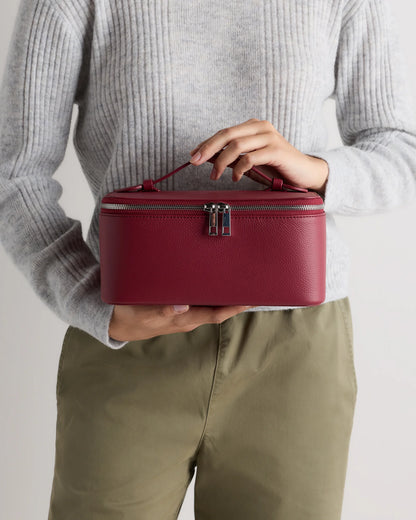 Italian Leather Travel Cosmetic Case - One Size / Garnet Red