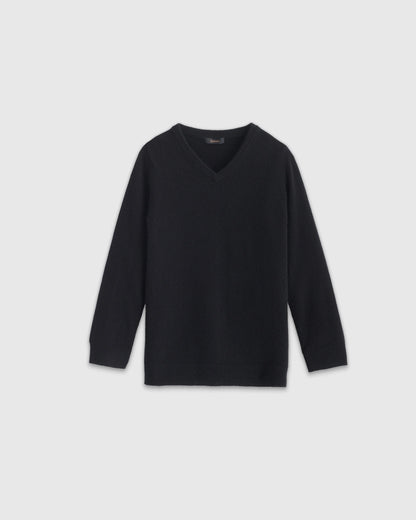 Washable Cashmere V-Neck Sweater - 2T / Black