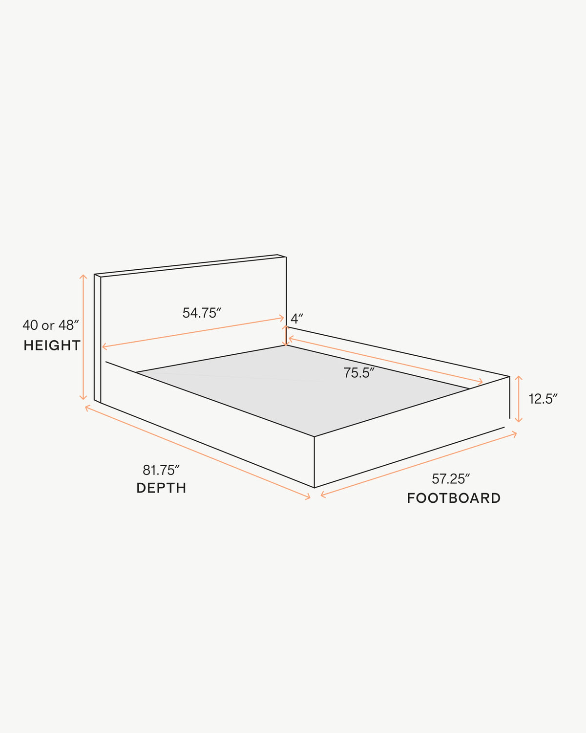 Square Bed in Performance Linen - Full / Ivory
