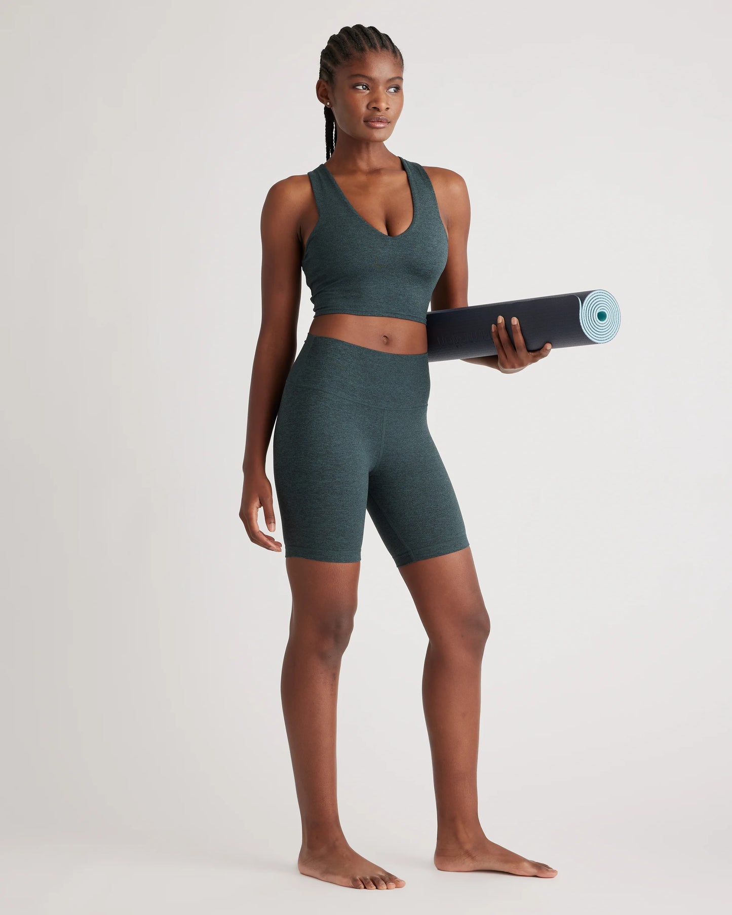 Ultra-Soft V-Neck Cropped Tank - XS / Heather Navy