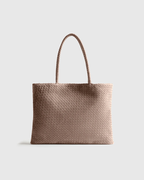 Siena Suede Handwoven Tote - One Size / Pebble