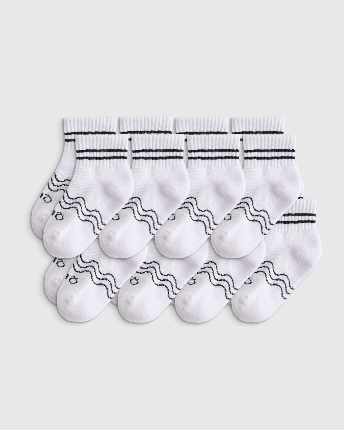 Organic Cotton Quarter Crew Socks 8-Pack - 12M-24M / White/Grey Multi