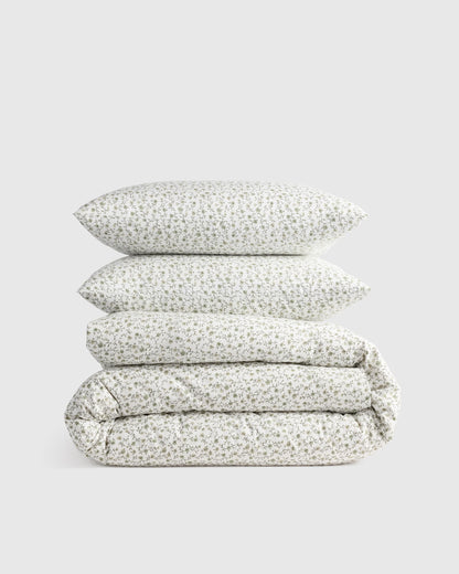 Organic Crisp Percale Duvet Cover Set - Twin / Espresso