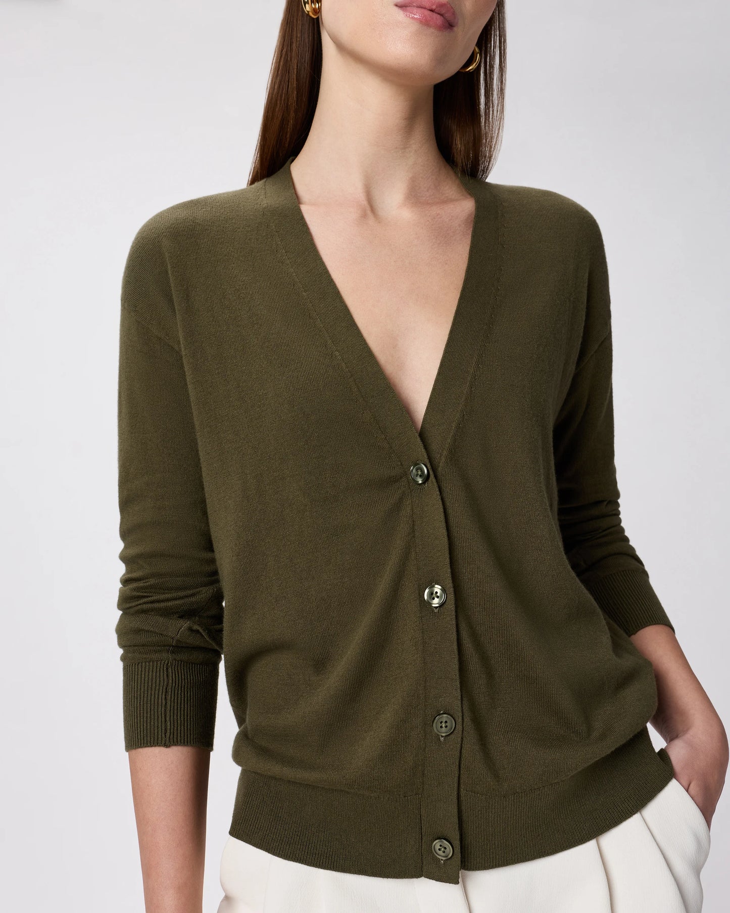 Lightweight Cotton Cashmere Cardigan - XS / Heather Oatmeal