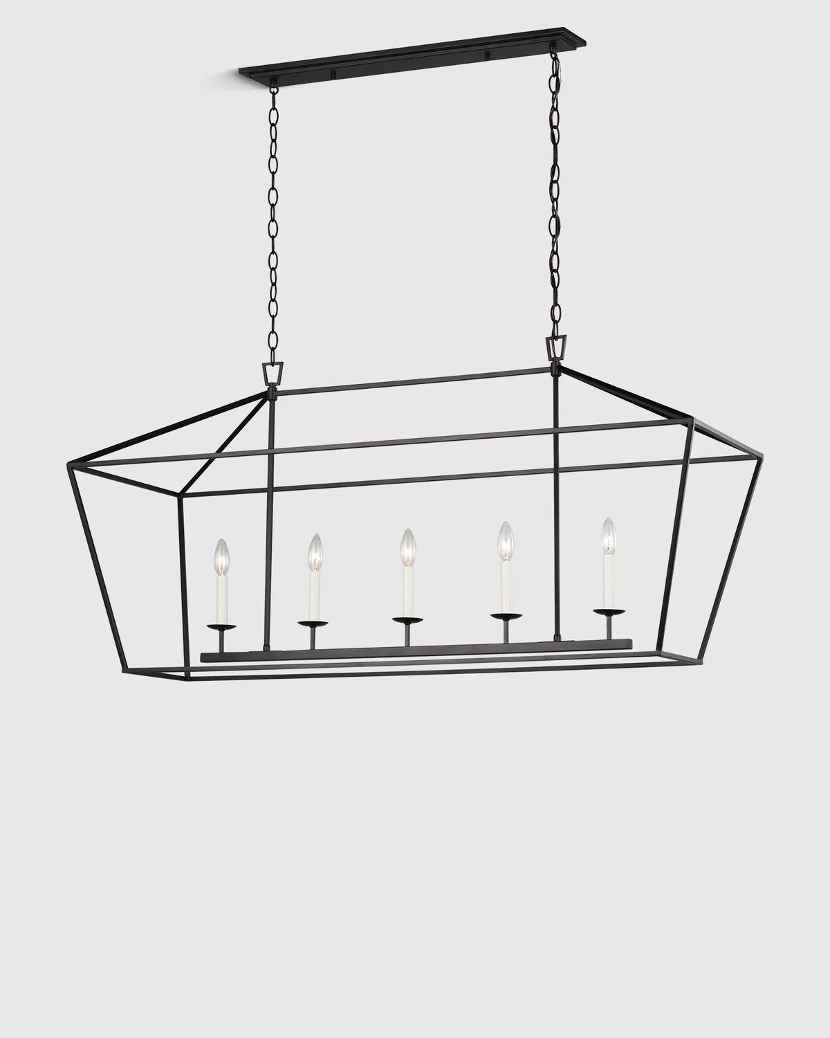 Traditional Steel Linear Lantern Chandelier - One Size / Brass