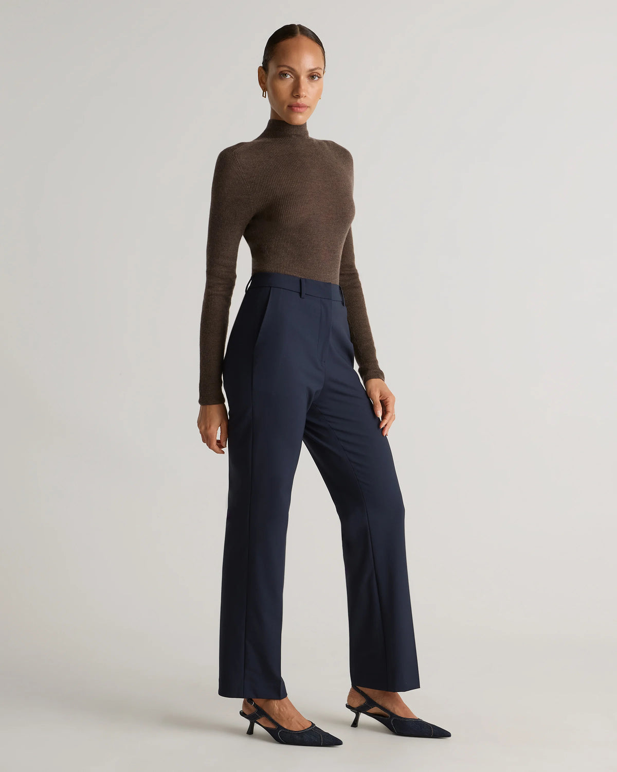 Italian Wool Straight Leg Pants - 0 / Black