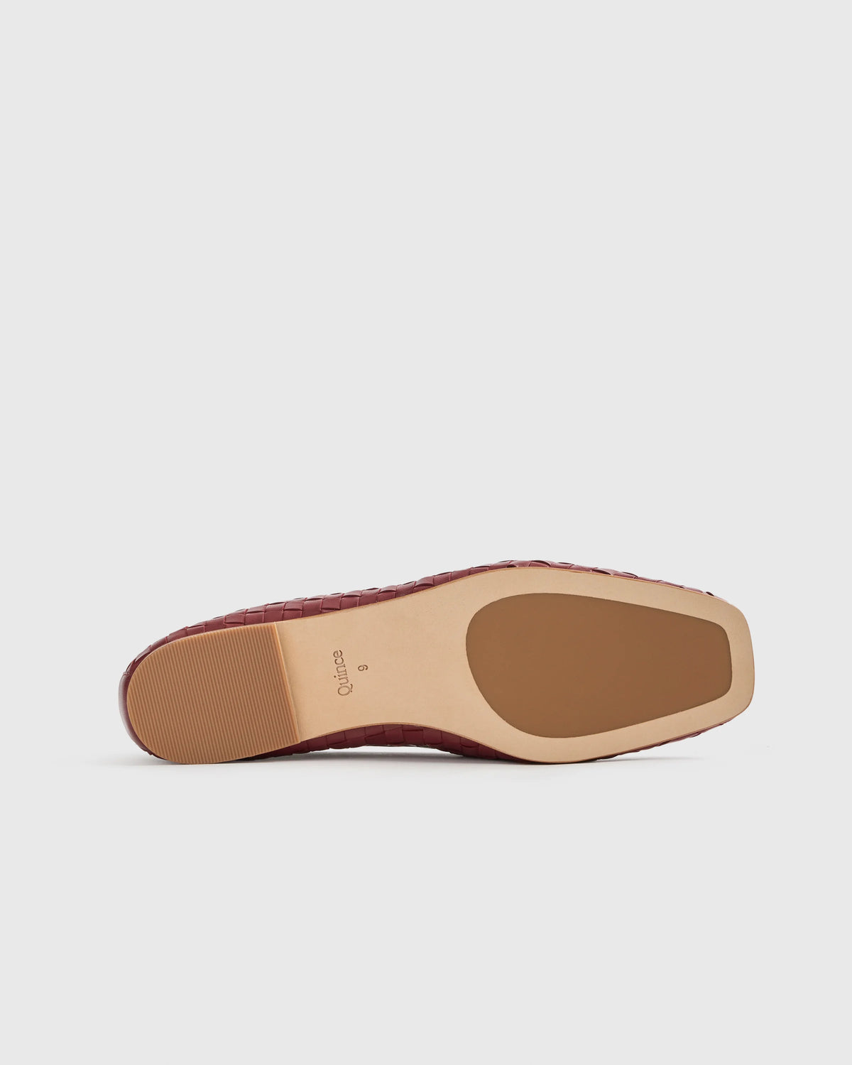 Italian Leather Handwoven Square Toe Ballet Flat - 5 / Cognac