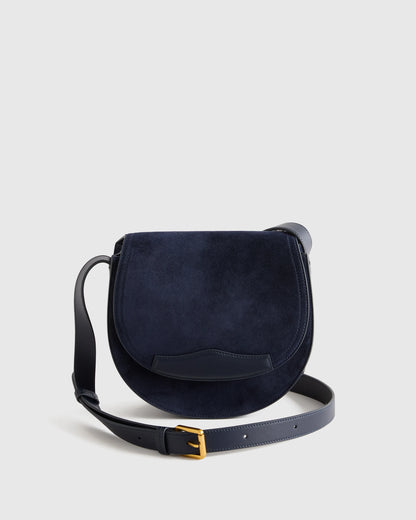 Italian Suede Saddle Bag - One Size / Pebble