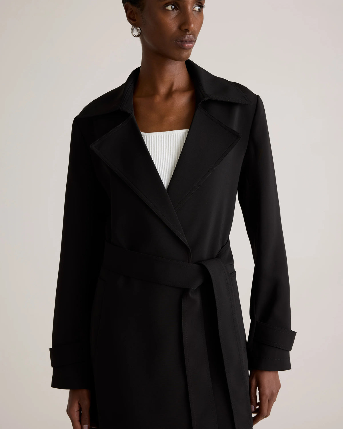 Stretch Crepe Trench Coat - XS / Olive