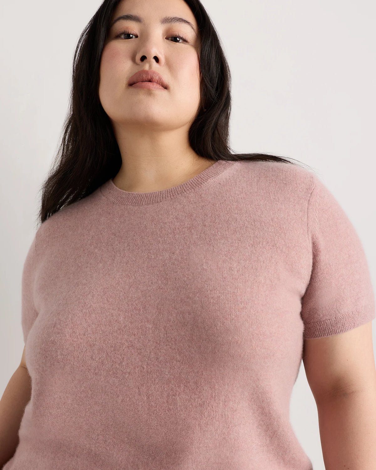 Mongolian Cashmere Tee - 1X / Heather Vintage Pink