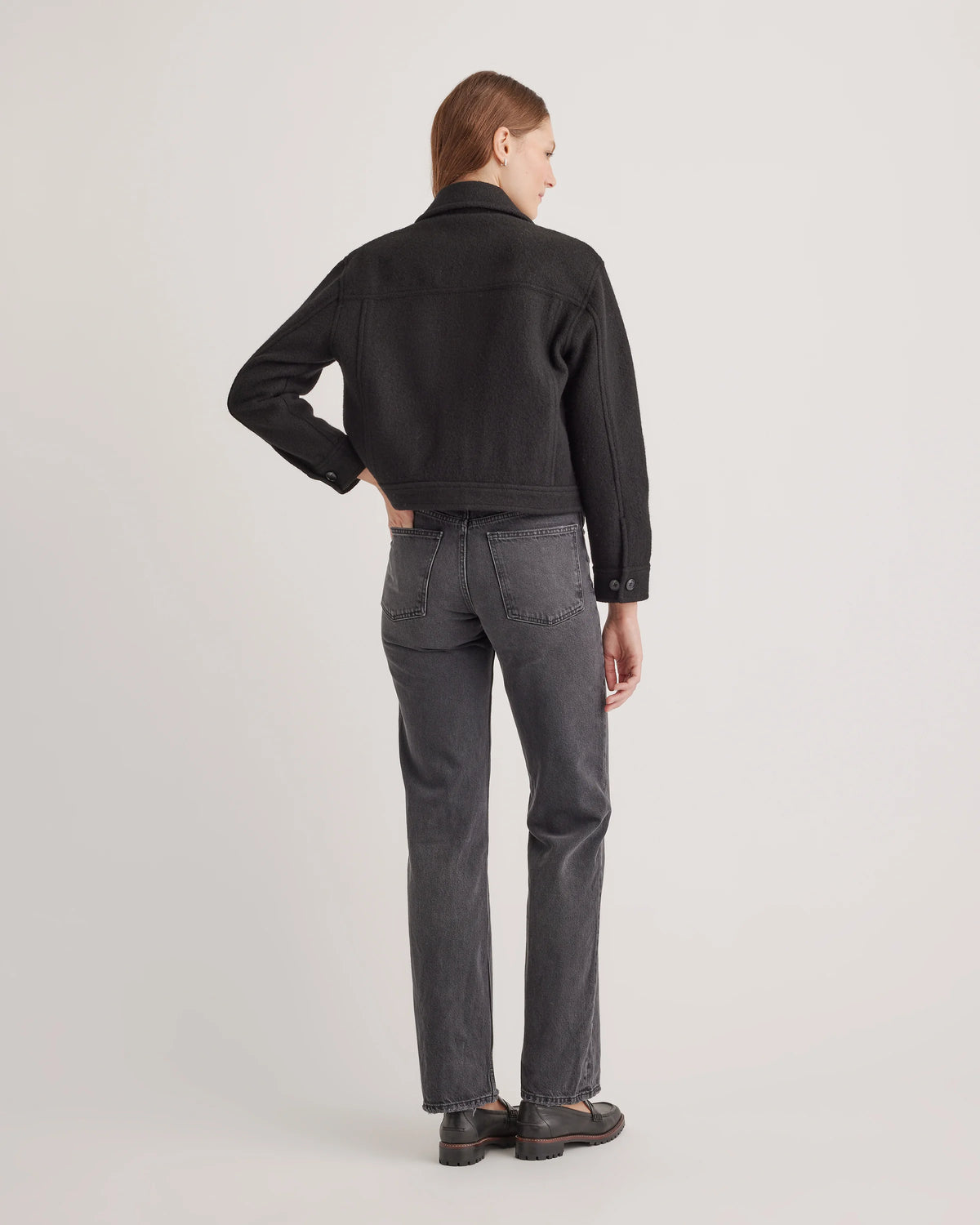 100% Merino Wool Cropped Shirt Jacket - XS / Mulled Wine