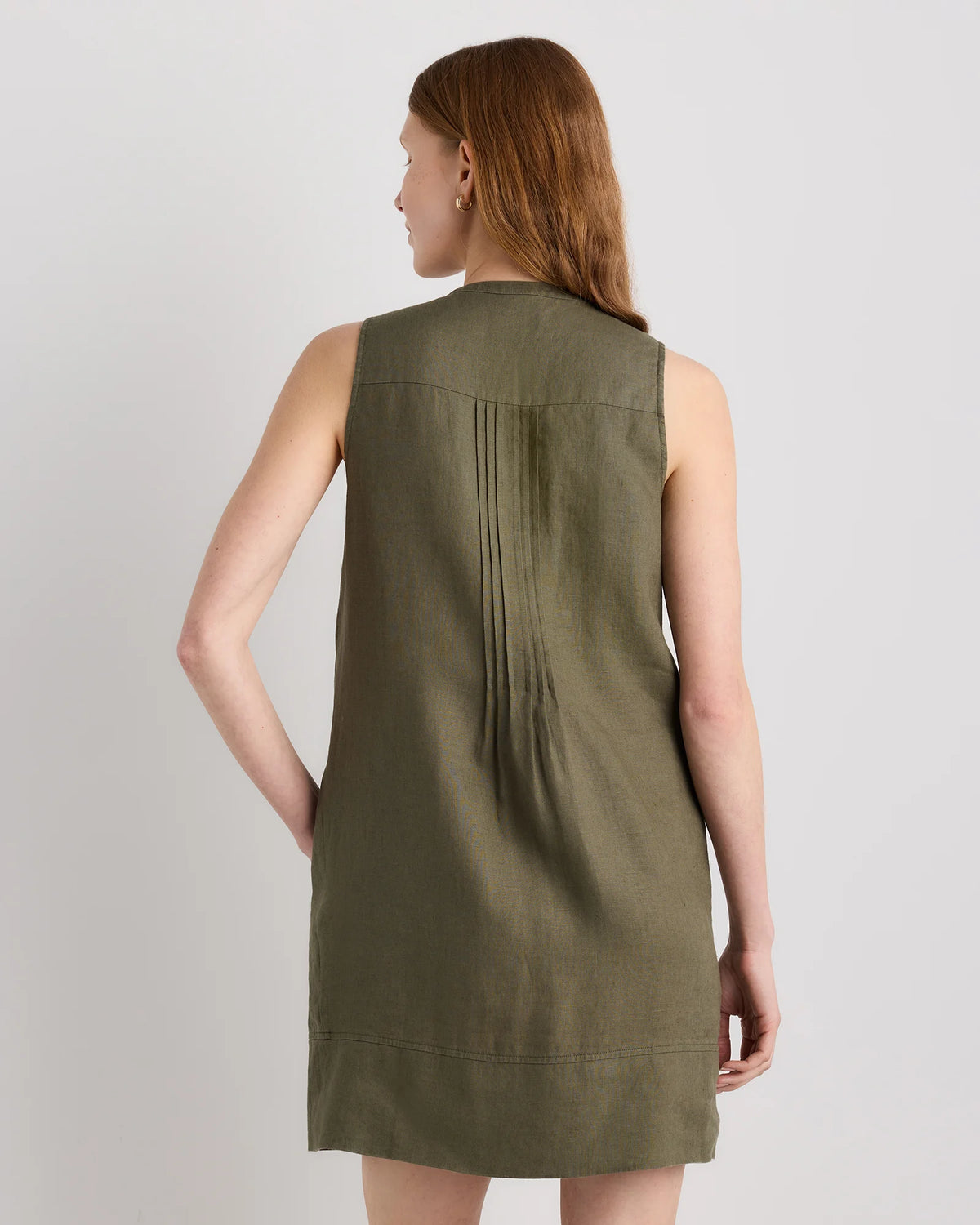 100% European Linen Sleeveless Swing Dress - XS / Classic Mini Gingham