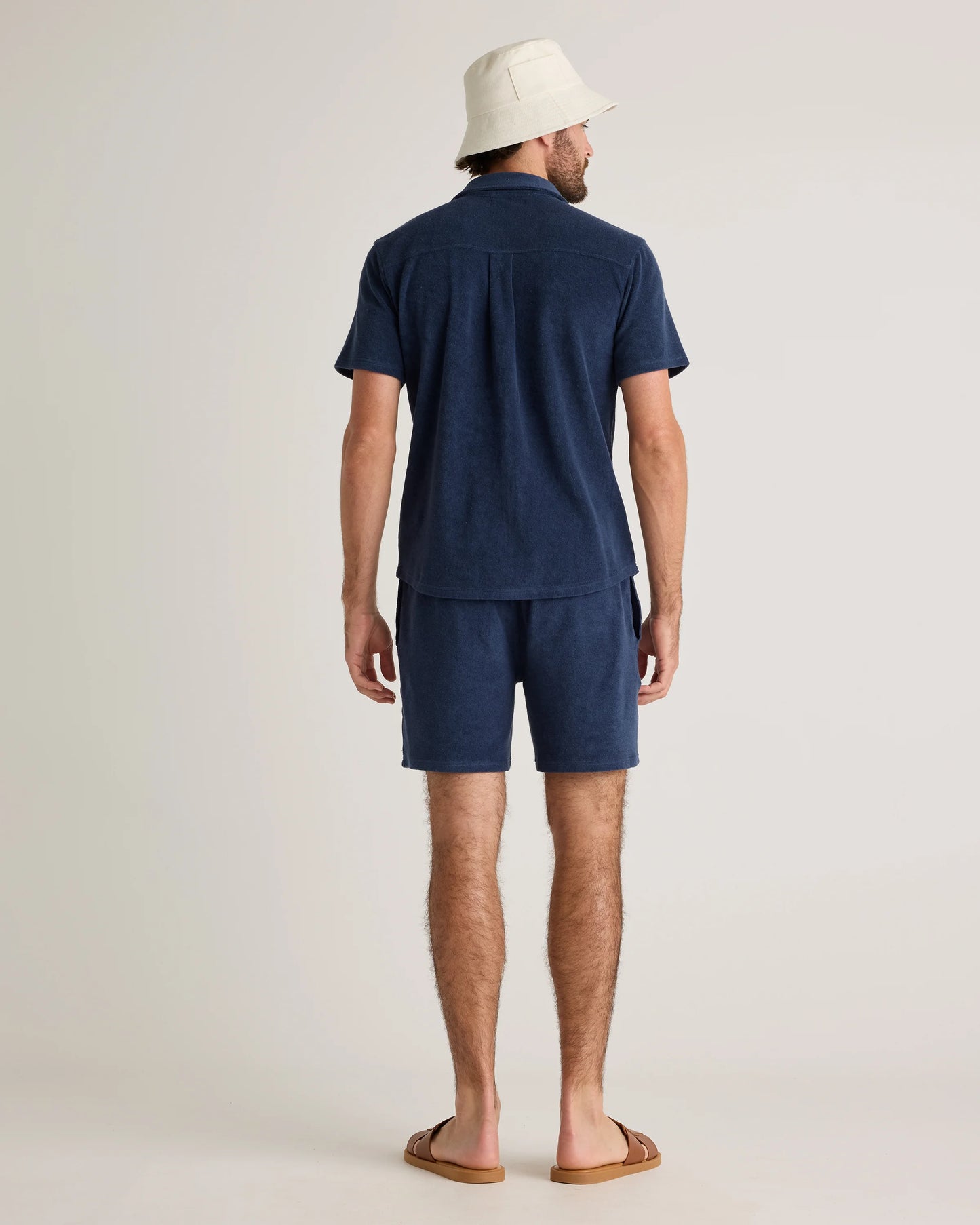 100% Organic Cotton Terry Towel Shorts - 6.5" - S / Deep Navy