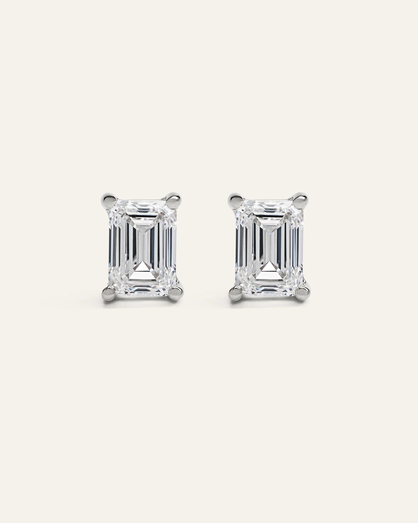 14K Gold Lab Grown Diamond Statement Emerald Studs - 6ctw - One Size / Yellow Gold