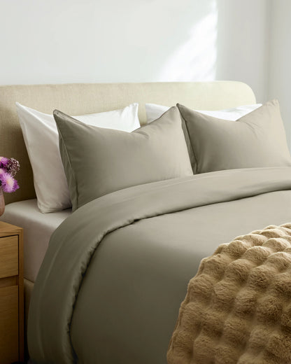 Organic Cotton Sateen Comforter Set - Twin / White