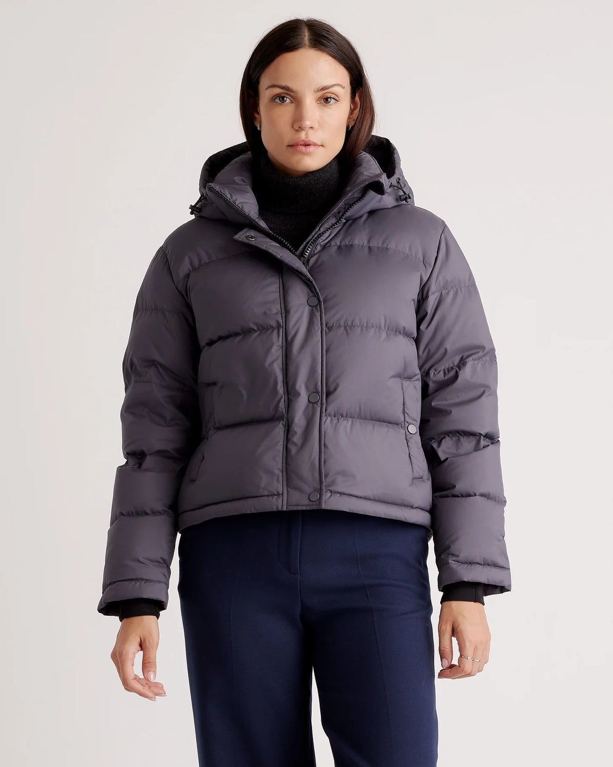 Responsible Down Cropped Puffer Jacket - XS / Shiny Black
