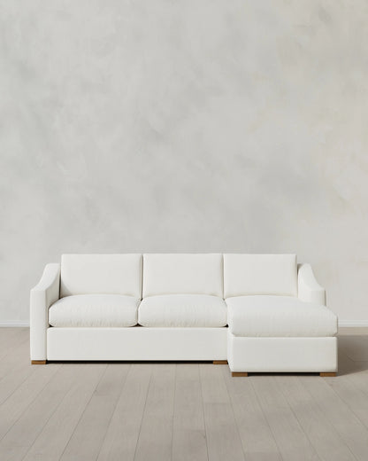Hollis Slope Arm Chaise Sectional in Performance Chenille Linen Blend - 104" Right Arm / Snow
