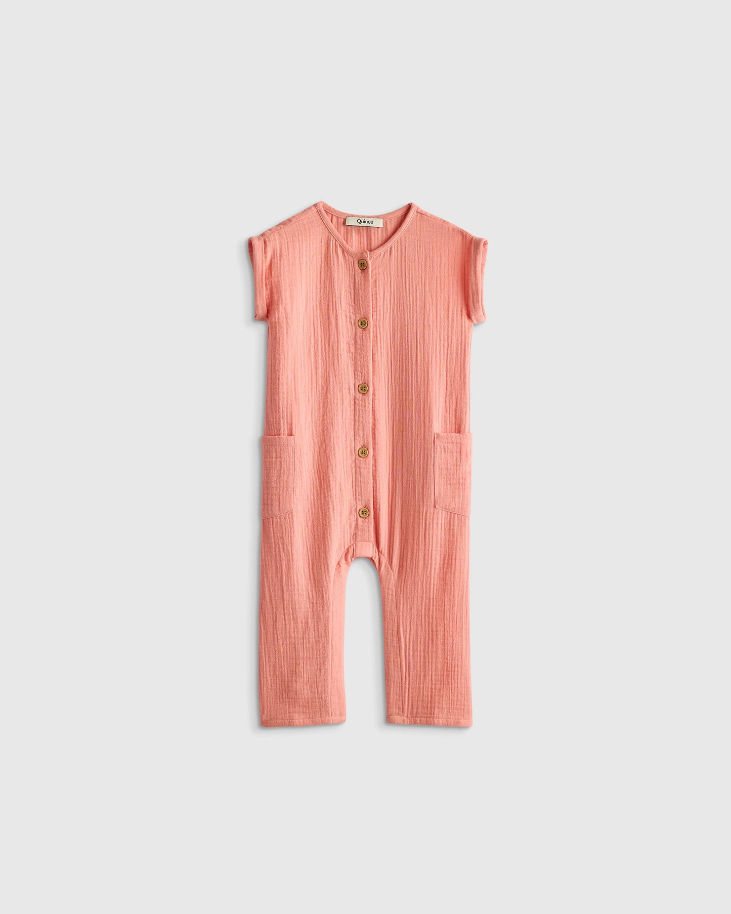 Organic Cotton Gauze Romper - 0-3M / Coral Blush