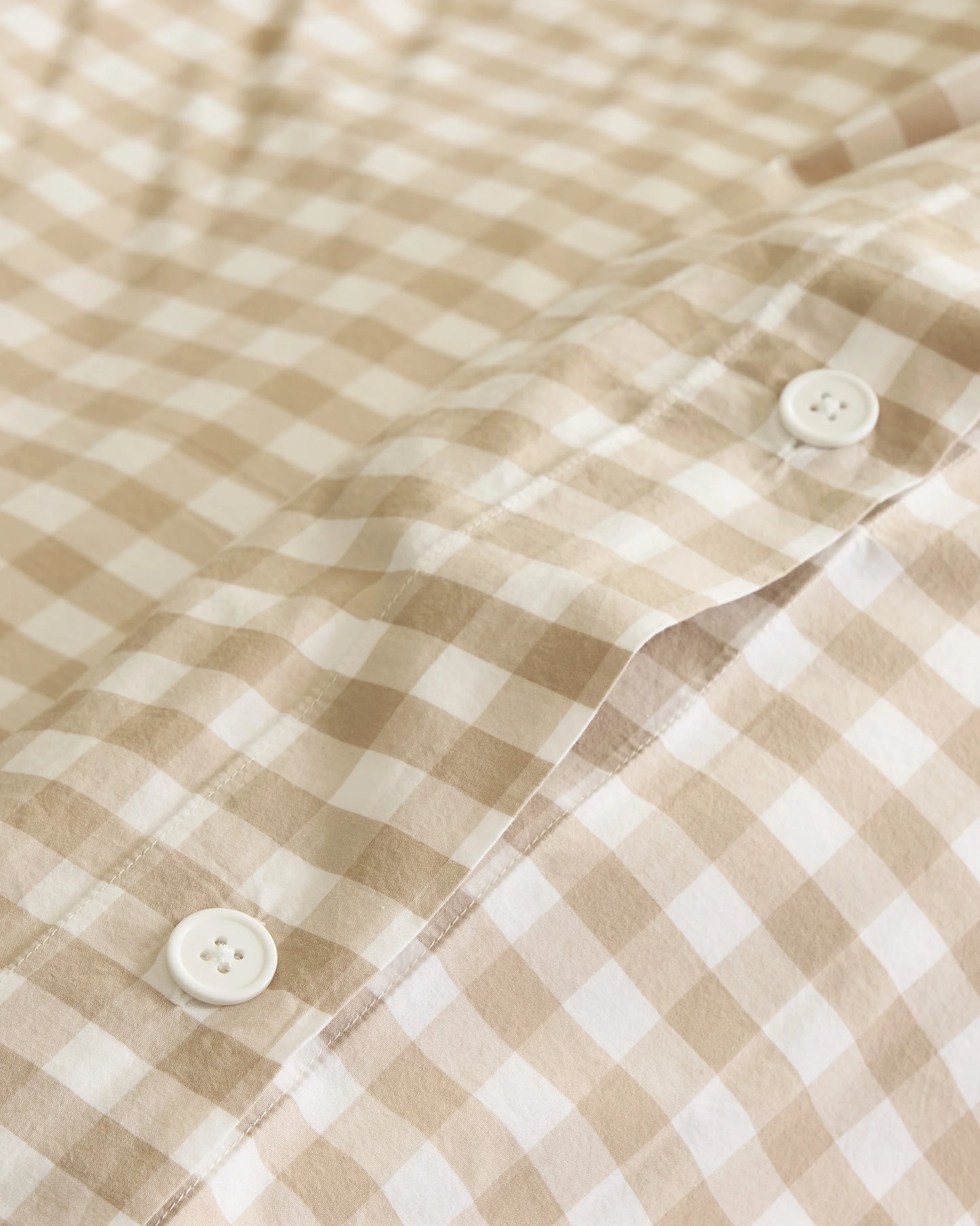 Organic Crisp Percale Gingham Duvet Cover - Twin / Cafe