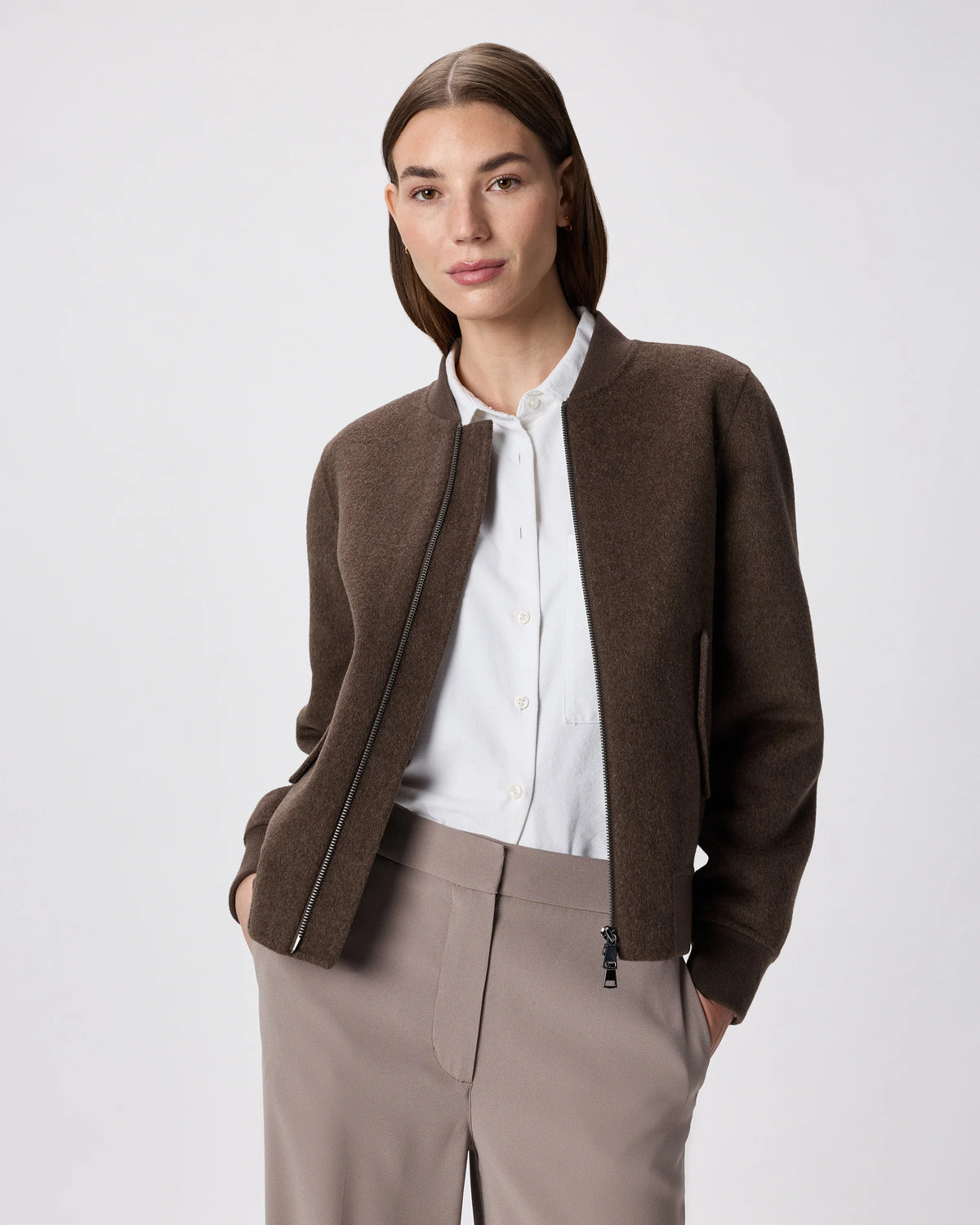 Double-Faced Merino Wool Bomber Jacket - XS / Black
