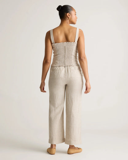 100% European Linen Fitted Tank - XS / Moonstone Blue