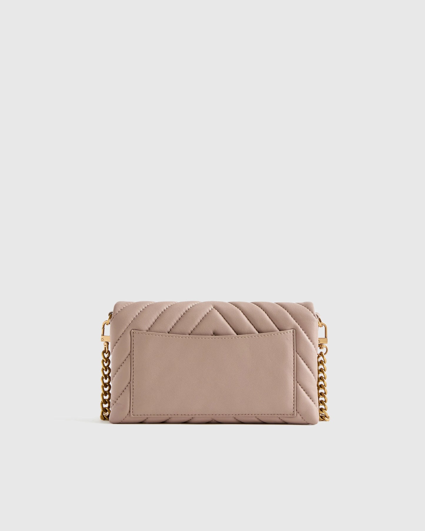Italian Leather Quilted Wallet Crossbody - One Size / Black/Gold