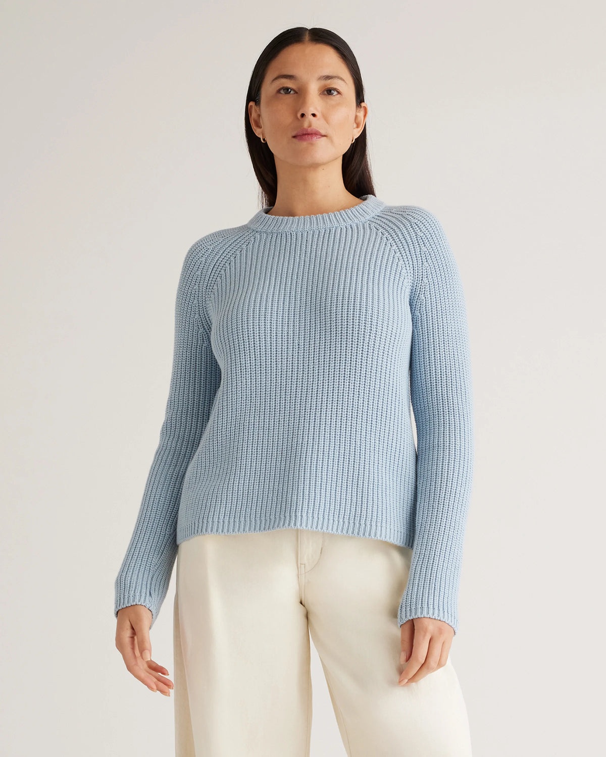 100% Organic Cotton Fisherman Crew Sweater - XS / Sapphire Blue