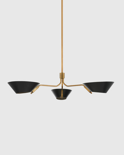 Mid-Century Armed Iron Chandelier - One Size / Sand