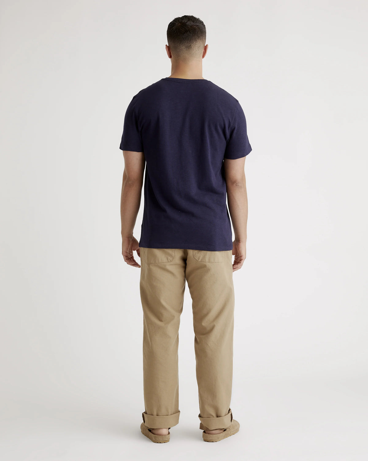 100% Organic Cotton Slub V-Neck Tee - S / Heather Grey