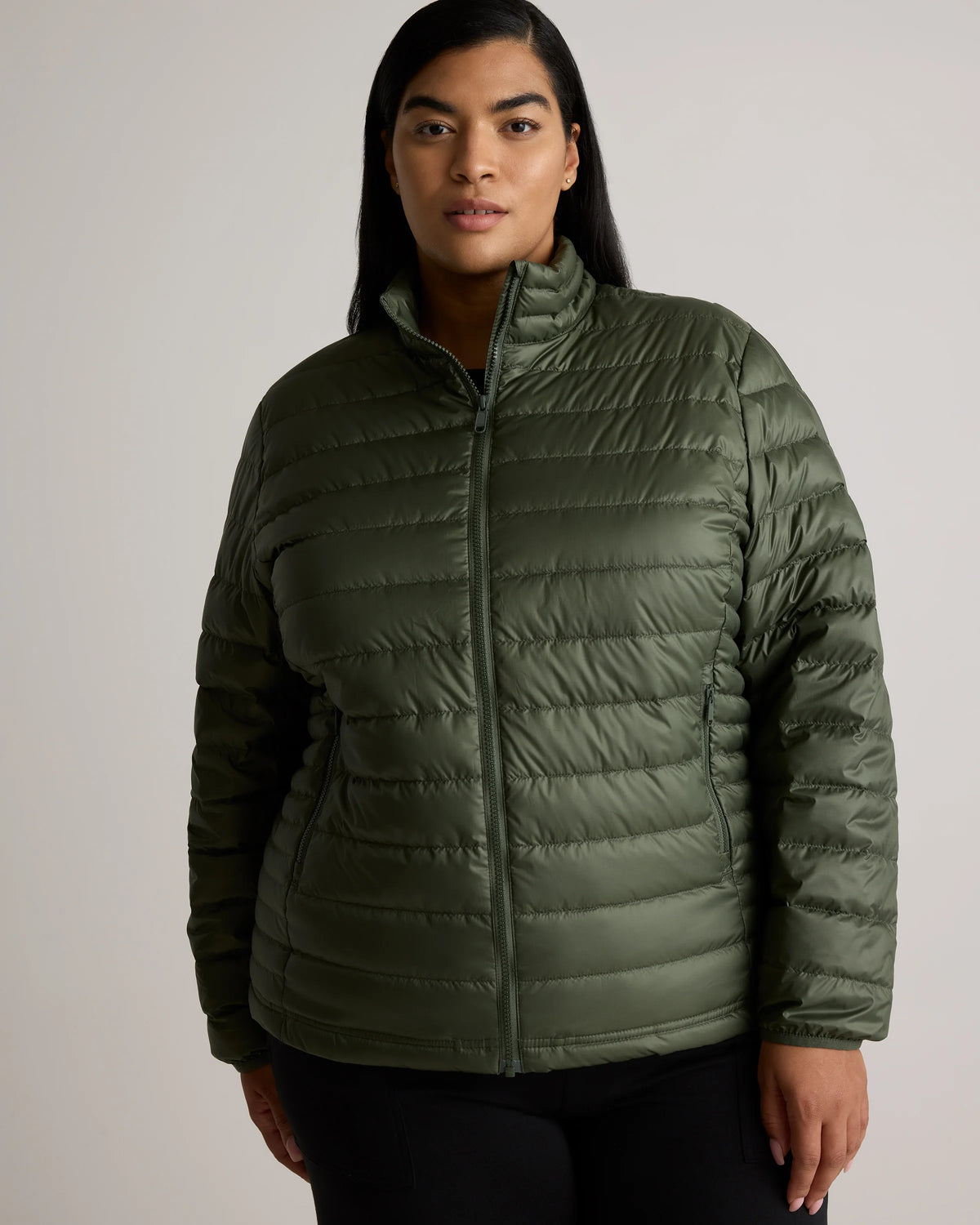 Lightweight Down Packable Puffer Jacket - 1X / Black