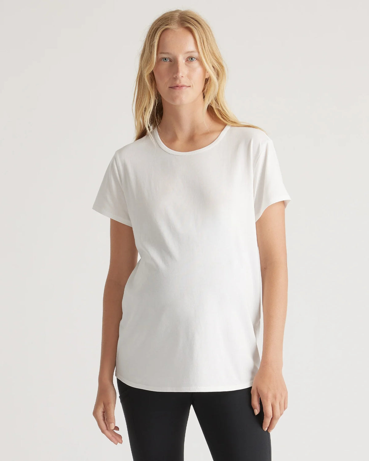 Cotton Modal Maternity Crew Neck Tee (2-pack) - XS / Black/Redwood Brown
