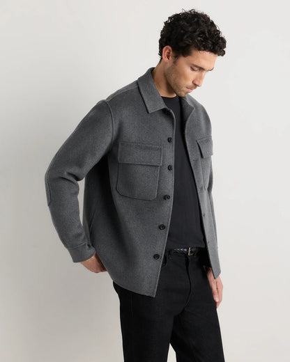 100% Mongolian Cashmere Double-Faced Shirt Jacket - S / Black