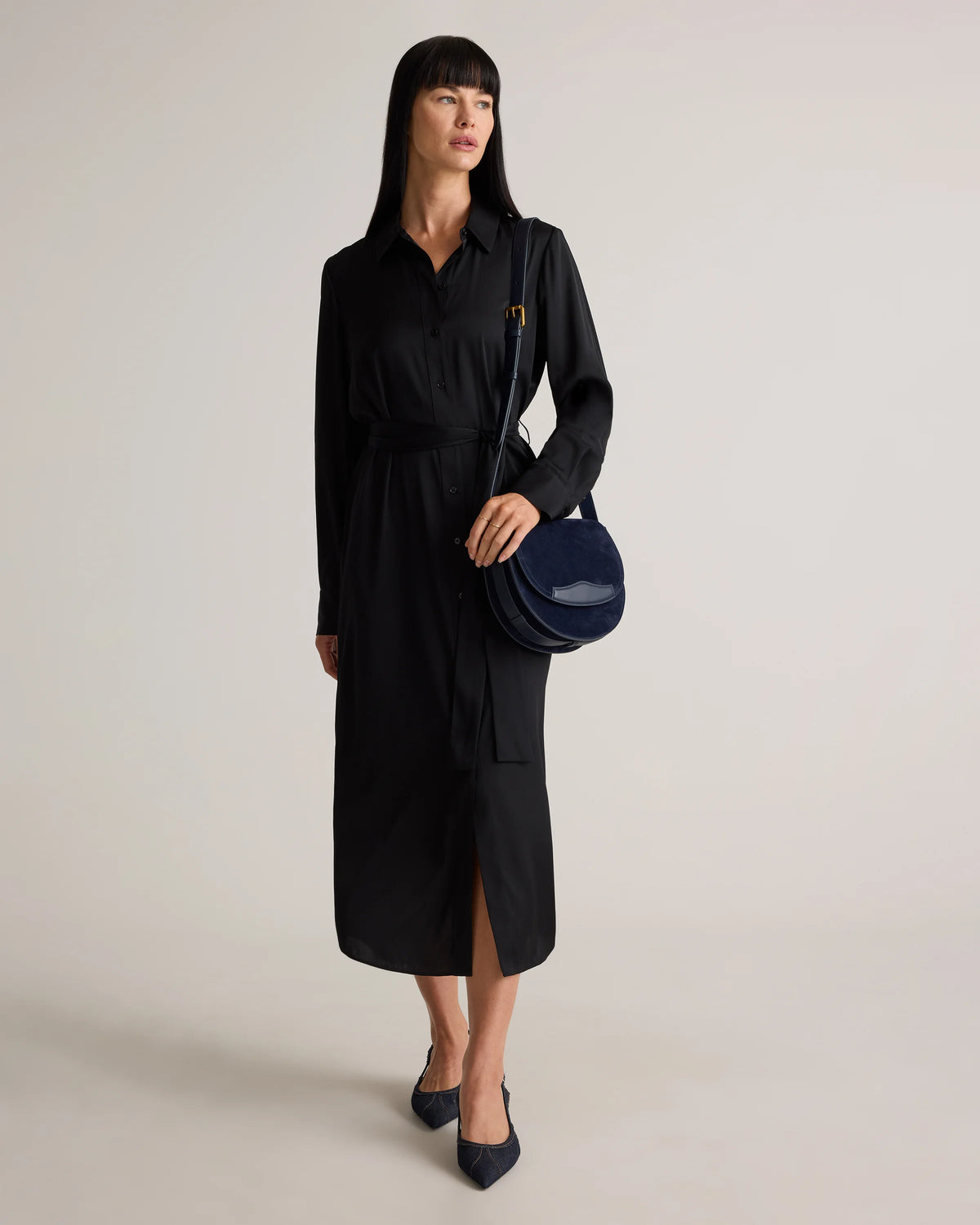 Italian Suede Saddle Bag - One Size / Pebble