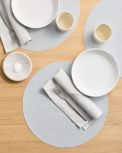 Mini Basketweave Easy-Care Round Placemat, Set of 4 by Chilewich - One Size / Parchment