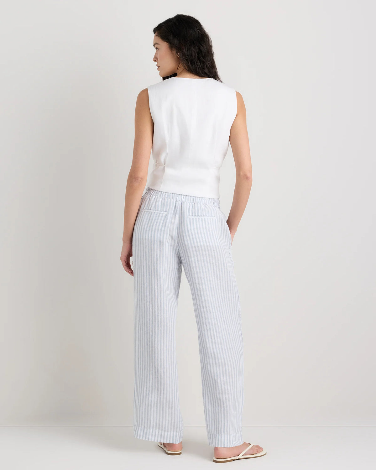 100% European Linen Wide Leg Pants - XS / Bayberry Olive