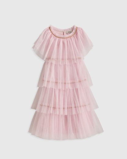 Recycled Tulle Tiered Dress - 6 / Pale Pink