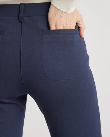 Ultra-Stretch Ponte Straight Leg 4-Pocket Pants - XS / Navy