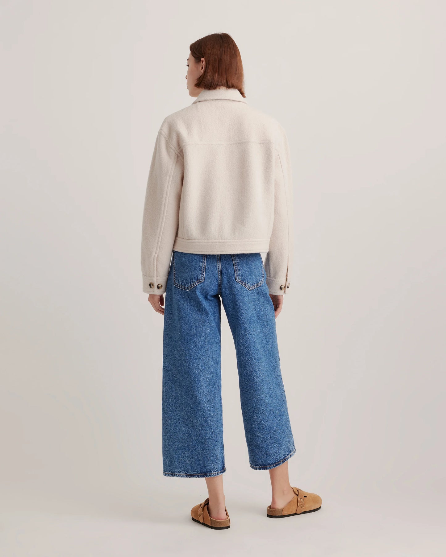 100% Merino Wool Cropped Shirt Jacket - XS / Mulled Wine