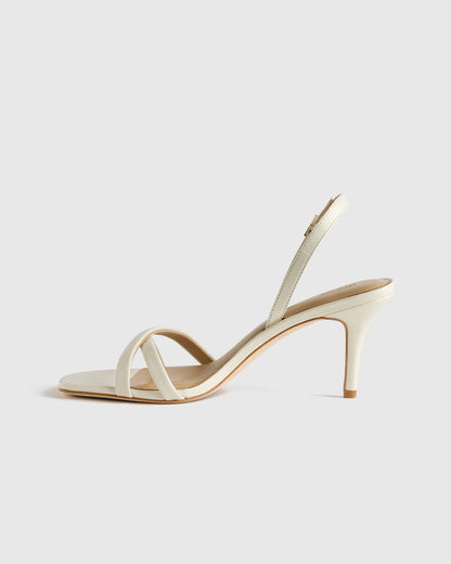 Italian Leather 75mm Slingback Heeled Sandal - 5 / Black