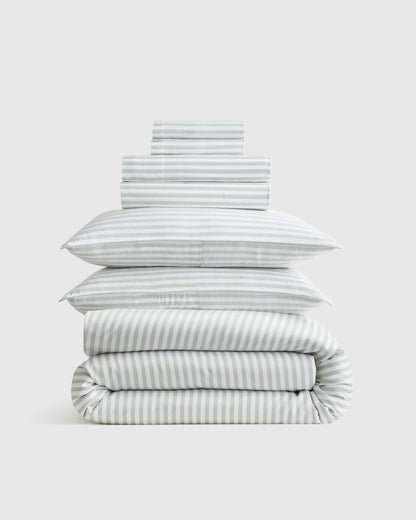 Bamboo Stripe Deluxe Bedding Bundle - Twin / Double Stripe Espresso