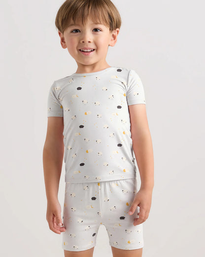 Bamboo Short Sleeve and Shorts Pajama Set - 2T / Lavender Hearts