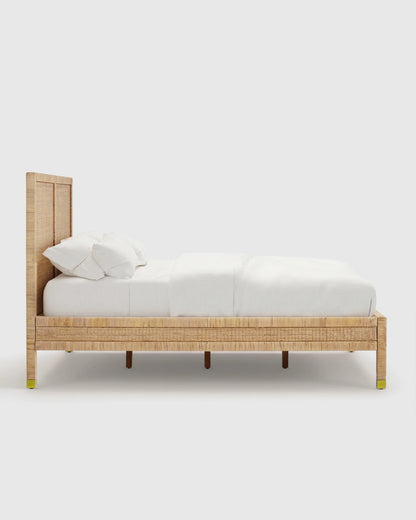 Handwoven Rattan Bed - Queen / Golden Tan