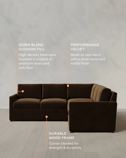 Brennan L Sectional in Performance Velvet - 99x99 / Taupe