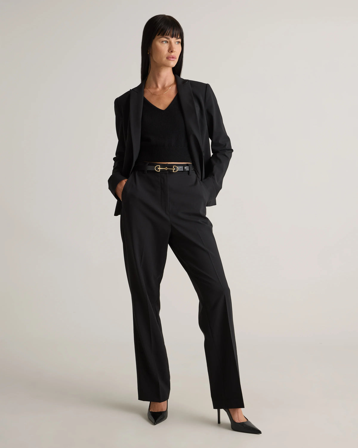 Italian Wool Straight Leg Pants - 0 / Black
