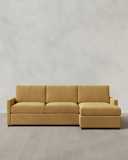 Brennan Chaise Sectional in Performance Velvet - Right Arm / Pine