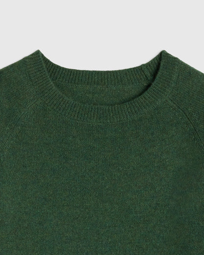 Washable Cashmere Crewneck Sweater - 2T / Forest Floor Green