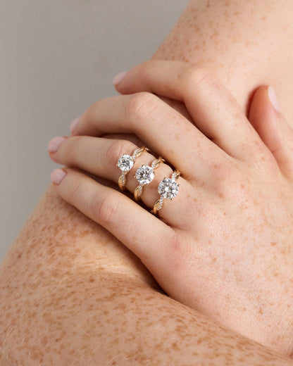 Lab Grown Diamond Round Twisted Engagement Ring - 1.5ct - 4 / Yellow Gold