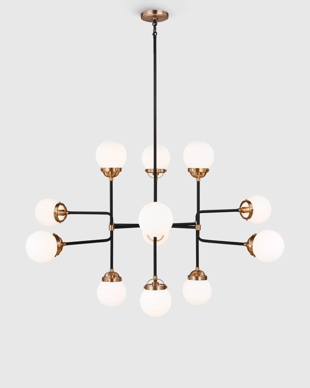 Multi Globe Steel Chandelier - 12 Light / Black